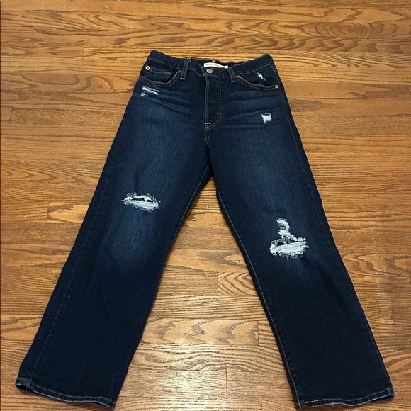 Levi's Denim - Levi's Jeans Women’s 26 Dark Blue RibCage Straight Leg Distressed
